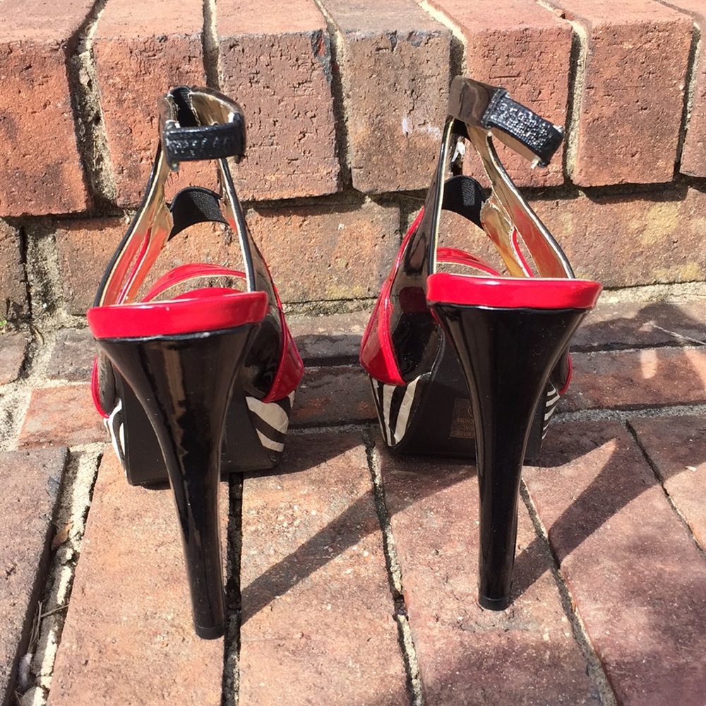 Color Block Multi Zebra Platform Patent Suede Heel - image 5